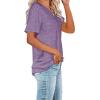 imageWIHOLL Women Summer T Shirts Short Sleeve Rounded V Neck Pocket Tee Tops1piris Purple