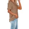 imageWIHOLL Women Summer T Shirts Short Sleeve Rounded V Neck Pocket Tee Tops1plight Caramel