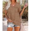imageWIHOLL Women Summer T Shirts Short Sleeve Rounded V Neck Pocket Tee Tops1plight Caramel