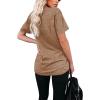 imageWIHOLL Women Summer T Shirts Short Sleeve Rounded V Neck Pocket Tee Tops1plight Caramel