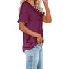 imageWIHOLL Women Summer T Shirts Short Sleeve Rounded V Neck Pocket Tee Tops1plum