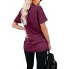 imageWIHOLL Women Summer T Shirts Short Sleeve Rounded V Neck Pocket Tee Tops1plum