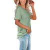 imageWIHOLL Women Summer T Shirts Short Sleeve Rounded V Neck Pocket Tee Tops1qsage Green
