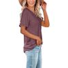 imageWIHOLL Women Summer T Shirts Short Sleeve Rounded V Neck Pocket Tee Tops1qwine Red