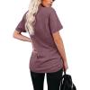 imageWIHOLL Women Summer T Shirts Short Sleeve Rounded V Neck Pocket Tee Tops1qwine Red