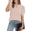 imageWIHOLL Womens Puff Short Sleeve Sweater 2025 Spring Summer Tops Trendy Business Casual Outfits Work Blouses ClothesApricot