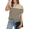 imageWIHOLL Womens Puff Short Sleeve Sweater 2025 Spring Summer Tops Trendy Business Casual Outfits Work Blouses ClothesApricotBlack