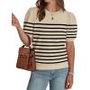 imageWIHOLL Womens Puff Short Sleeve Sweater 2025 Spring Summer Tops Trendy Business Casual Outfits Work Blouses ClothesApricotBlack