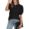 imageWIHOLL Womens Puff Short Sleeve Sweater 2025 Spring Summer Tops Trendy Business Casual Outfits Work Blouses ClothesBlack