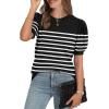 imageWIHOLL Womens Puff Short Sleeve Sweater 2025 Spring Summer Tops Trendy Business Casual Outfits Work Blouses ClothesBlackWhite