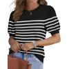 imageWIHOLL Womens Puff Short Sleeve Sweater 2025 Spring Summer Tops Trendy Business Casual Outfits Work Blouses ClothesBlackWhite