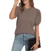imageWIHOLL Womens Puff Short Sleeve Sweater 2025 Spring Summer Tops Trendy Business Casual Outfits Work Blouses ClothesCoffee