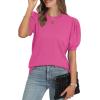 imageWIHOLL Womens Puff Short Sleeve Sweater 2025 Spring Summer Tops Trendy Business Casual Outfits Work Blouses ClothesHot Pink