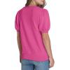 imageWIHOLL Womens Puff Short Sleeve Sweater 2025 Spring Summer Tops Trendy Business Casual Outfits Work Blouses ClothesHot Pink
