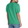 imageWIHOLL Womens Puff Short Sleeve Sweater 2025 Spring Summer Tops Trendy Business Casual Outfits Work Blouses ClothesLake Green