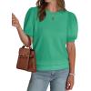 imageWIHOLL Womens Puff Short Sleeve Sweater 2025 Spring Summer Tops Trendy Business Casual Outfits Work Blouses ClothesLake Green