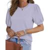 imageWIHOLL Womens Puff Short Sleeve Sweater 2025 Spring Summer Tops Trendy Business Casual Outfits Work Blouses ClothesLight Grey