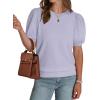 imageWIHOLL Womens Puff Short Sleeve Sweater 2025 Spring Summer Tops Trendy Business Casual Outfits Work Blouses ClothesLight Grey