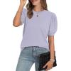 imageWIHOLL Womens Puff Short Sleeve Sweater 2025 Spring Summer Tops Trendy Business Casual Outfits Work Blouses ClothesLight Grey