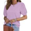 imageWIHOLL Womens Puff Short Sleeve Sweater 2025 Spring Summer Tops Trendy Business Casual Outfits Work Blouses ClothesLight Purple