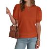 imageWIHOLL Womens Puff Short Sleeve Sweater 2025 Spring Summer Tops Trendy Business Casual Outfits Work Blouses ClothesOrange