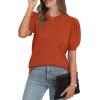 imageWIHOLL Womens Puff Short Sleeve Sweater 2025 Spring Summer Tops Trendy Business Casual Outfits Work Blouses ClothesOrange