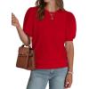 imageWIHOLL Womens Puff Short Sleeve Sweater 2025 Spring Summer Tops Trendy Business Casual Outfits Work Blouses ClothesRed