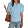 imageWIHOLL Womens Puff Short Sleeve Sweater 2025 Spring Summer Tops Trendy Business Casual Outfits Work Blouses ClothesSky Blue