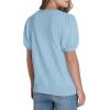 imageWIHOLL Womens Puff Short Sleeve Sweater 2025 Spring Summer Tops Trendy Business Casual Outfits Work Blouses ClothesSky Blue