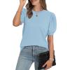 imageWIHOLL Womens Puff Short Sleeve Sweater 2025 Spring Summer Tops Trendy Business Casual Outfits Work Blouses ClothesSky Blue