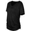 imageWIHOLL Womens Short Sleeve V Neck Dolman Tops with Side Shirring Loose Fit Shirts1black
