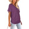 imageWIHOLL Womens Short Sleeve V Neck Dolman Tops with Side Shirring Loose Fit Shirts2purple