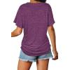 imageWIHOLL Womens Short Sleeve V Neck Dolman Tops with Side Shirring Loose Fit Shirts2purple