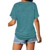 imageWIHOLL Womens Short Sleeve V Neck Dolman Tops with Side Shirring Loose Fit Shirts2turquoise