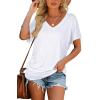 imageWIHOLL Womens Short Sleeve V Neck Dolman Tops with Side Shirring Loose Fit Shirts2white