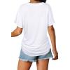 imageWIHOLL Womens Short Sleeve V Neck Dolman Tops with Side Shirring Loose Fit Shirts2white