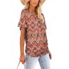 imageWIHOLL Womens Short Sleeve V Neck Dolman Tops with Side Shirring Loose Fit Shirts3boho Orange