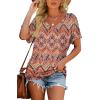 imageWIHOLL Womens Short Sleeve V Neck Dolman Tops with Side Shirring Loose Fit Shirts3boho Orange