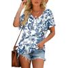 imageWIHOLL Womens Short Sleeve V Neck Dolman Tops with Side Shirring Loose Fit Shirts3boho White