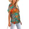imageWIHOLL Womens Short Sleeve V Neck Dolman Tops with Side Shirring Loose Fit Shirts3hawaii Orange Blue