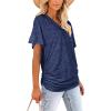 imageWIHOLL Womens Short Sleeve V Neck Dolman Tops with Side Shirring Loose Fit Shirts4dark Blue