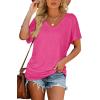 imageWIHOLL Womens Short Sleeve V Neck Dolman Tops with Side Shirring Loose Fit Shirts4rose Pink