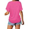 imageWIHOLL Womens Short Sleeve V Neck Dolman Tops with Side Shirring Loose Fit Shirts4rose Pink