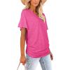 imageWIHOLL Womens Short Sleeve V Neck Dolman Tops with Side Shirring Loose Fit Shirts4rose Pink