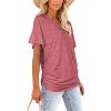 imageWIHOLL Womens Short Sleeve V Neck Dolman Tops with Side Shirring Loose Fit Shirts5brick Red