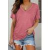 imageWIHOLL Womens Short Sleeve V Neck Dolman Tops with Side Shirring Loose Fit Shirts5brick Red