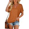 imageWIHOLL Womens Short Sleeve V Neck Dolman Tops with Side Shirring Loose Fit Shirts5burntorange