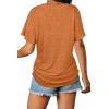 imageWIHOLL Womens Short Sleeve V Neck Dolman Tops with Side Shirring Loose Fit Shirts5burntorange