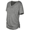 imageWIHOLL Womens Short Sleeve V Neck Dolman Tops with Side Shirring Loose Fit Shirts5grey