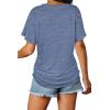 imageWIHOLL Womens Short Sleeve V Neck Dolman Tops with Side Shirring Loose Fit Shirts5light Blue